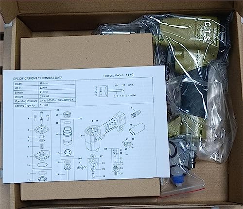 1170 Pneumatic Deco Nail Gun 7/16"(11.7mm) Head Diameter Air Power Tack Nail Gun for Upholstering, Sofa Leather, Furniture