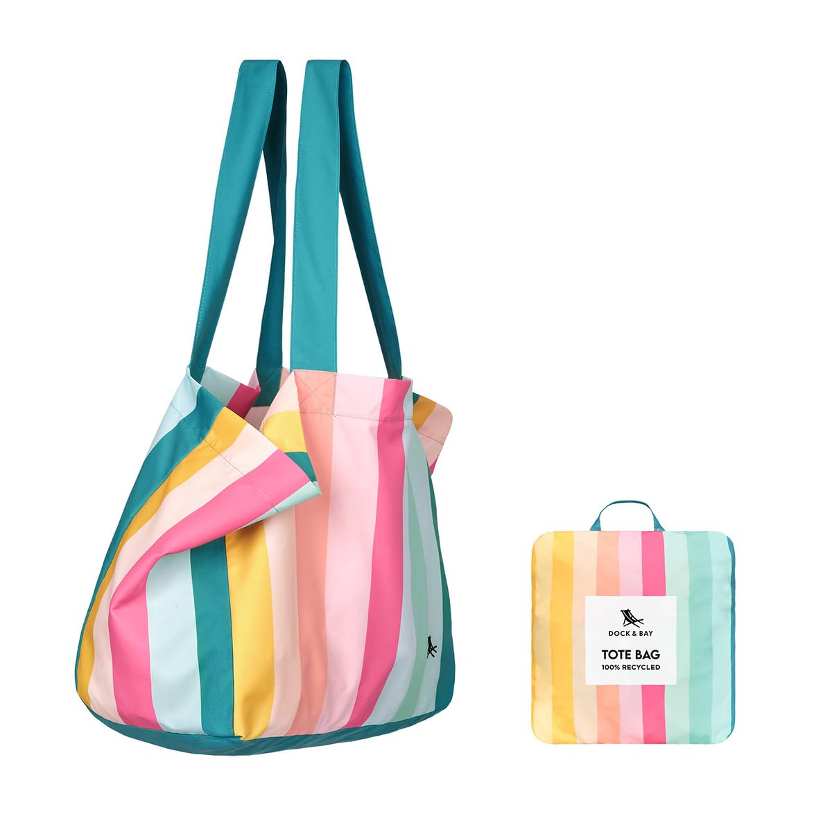 Dock & Bay Everyday Beach Tote Bag - Reusable Beach Handbag & Shopping Carrier - Summer - Coastal Candy