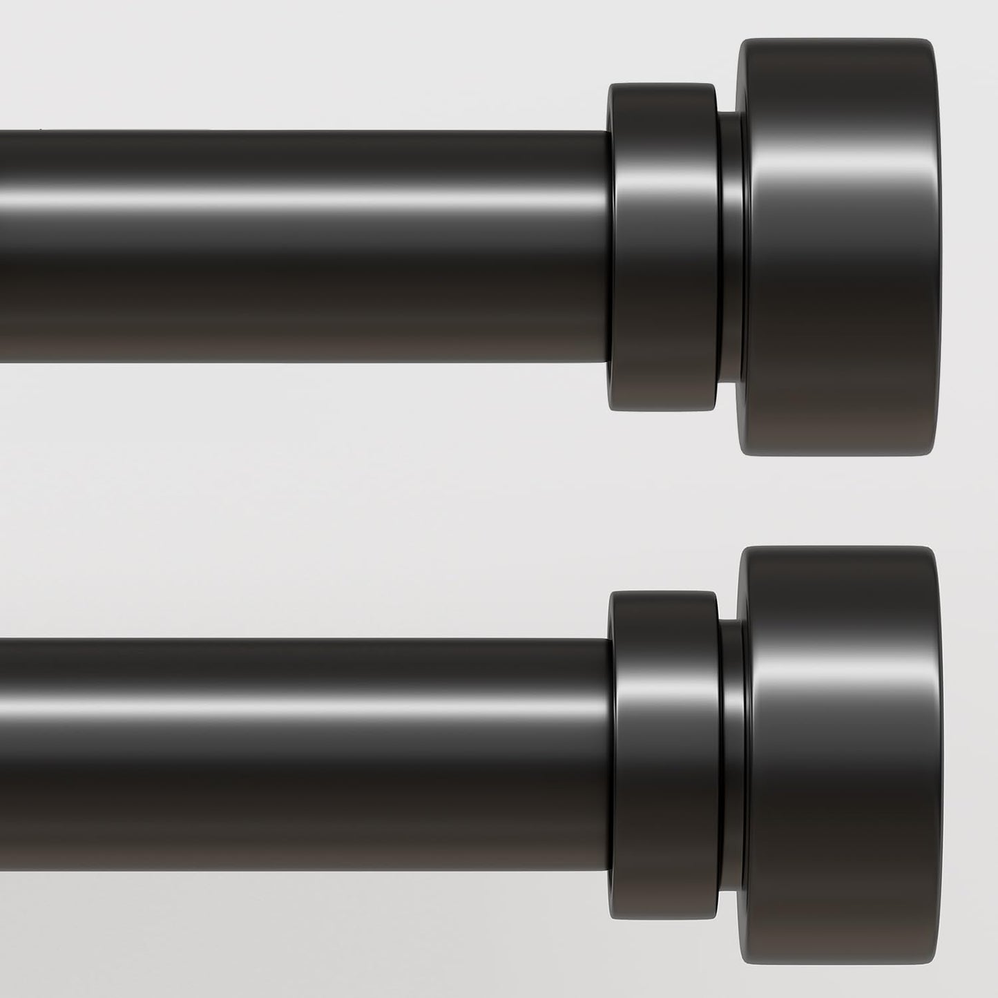 Lootkell 2 Pack Modern Black Curtain Rods Set for Windows 66 to 120 Inches Adjustable Length Heavy Duty 1" Diameter Window Curtain Rod with Decorative Finials for Outdoor Bedroom Kitchen Living Room