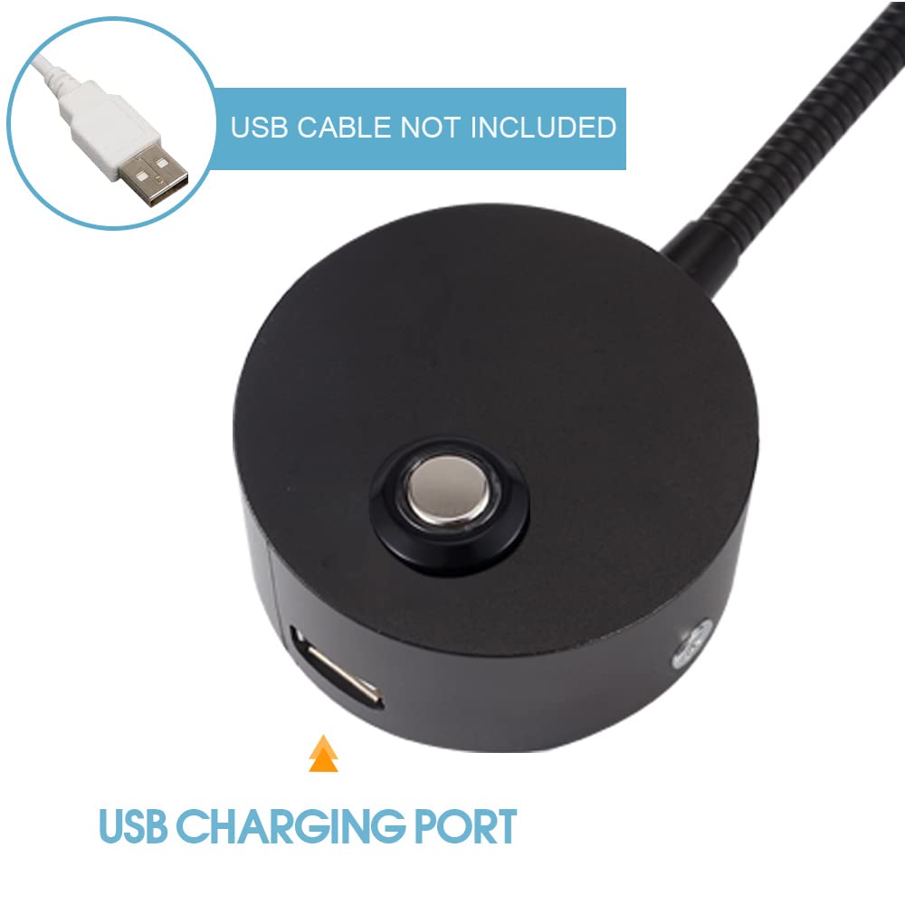 WisHomee Dimmable RV Reading Light with USB Charging Port, DC 12V RV Interior Lights, Flexible LED Light Fixtures, Designed for Camper, Van, Boat and Motorhome, 2 Pack(Black)