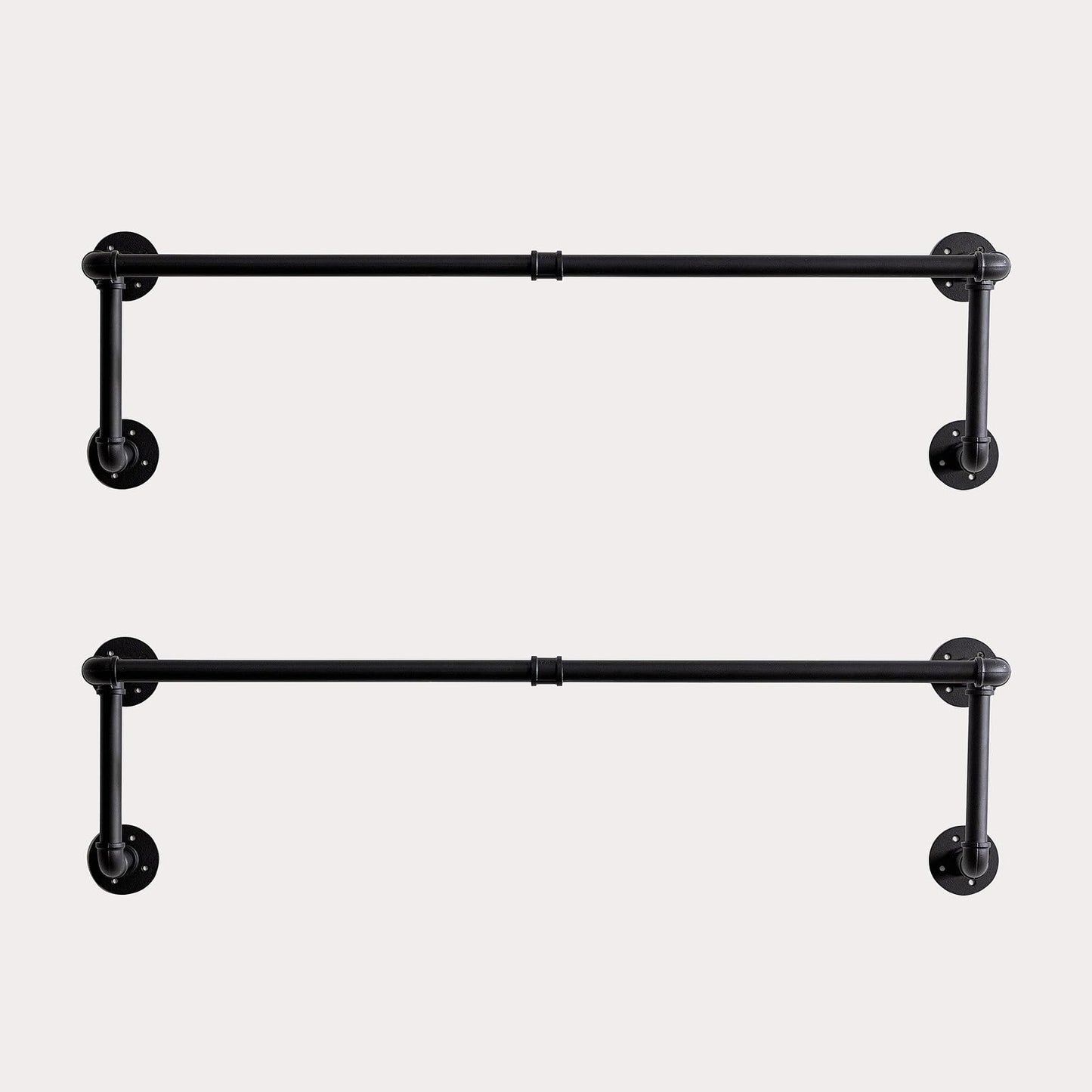 Homeyeeng Clothes Rack, Industrial Wall Pipe Clothing Rack for Hanging Clothes, Wall Mounted Heavy Duty Space Saving Garment Rack, Multi-Purpose Clothing Hanging Rods for Closet Storage, Black, 2Pcs