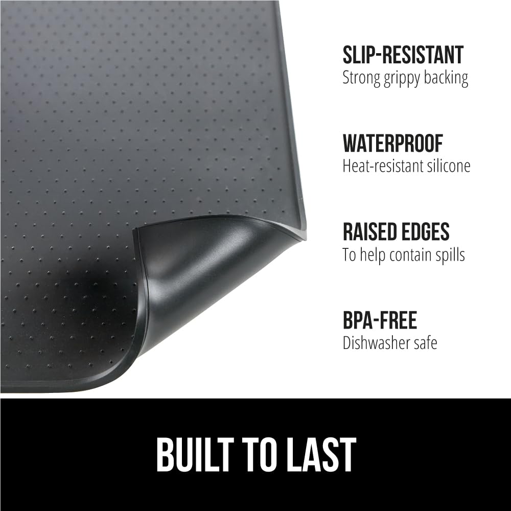 GORILLA GRIP Silicone Coffee Mat, 18x28, Espresso Machine Bar Accessories, Keep Kitchen Counters Clean, Stays in Place, Waterproof and Heat Resistant Dish Drying Mats, Home Decor Essentials, Black