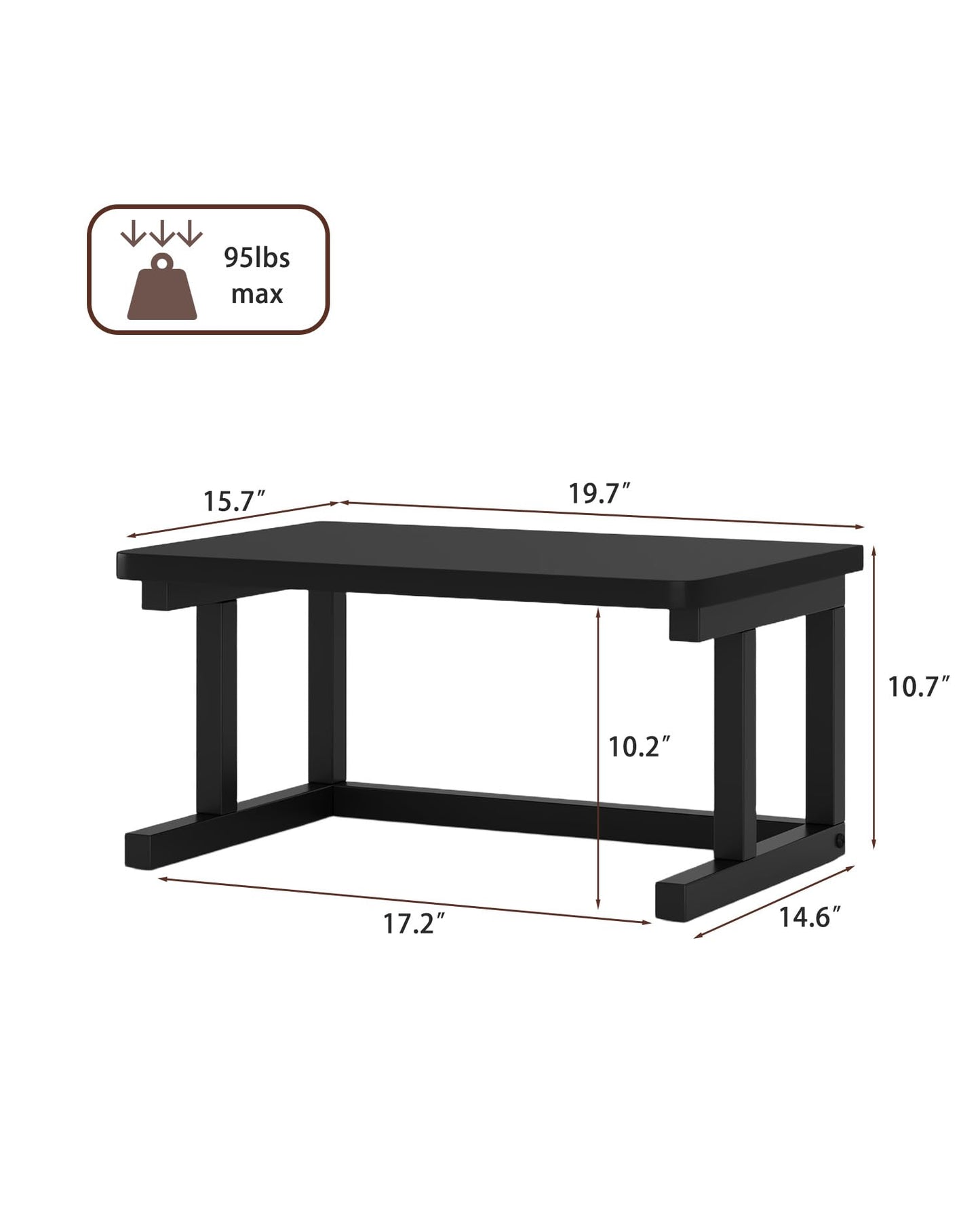 WRITECRY Desktop Printer Stand, 19.7″x 15.7″ 2-Tier Large Printer Shelf fit 3D Laser Printer/Scanner/Fax Machine, Industrial Storage Rack for Home Office Storage, Black P5040-B