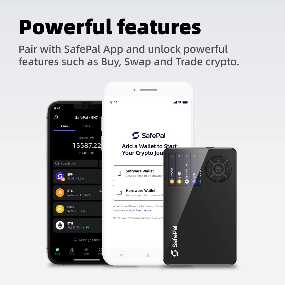 SafePal S1 Cryptocurrency Hardware Wallet, Open Source Crypto Wallet, Securely Stores Private Keys, Cold Storage for Bitcoin, Ethereum and More Tokens, NFTs, Seed Phrases & Crypto Assets