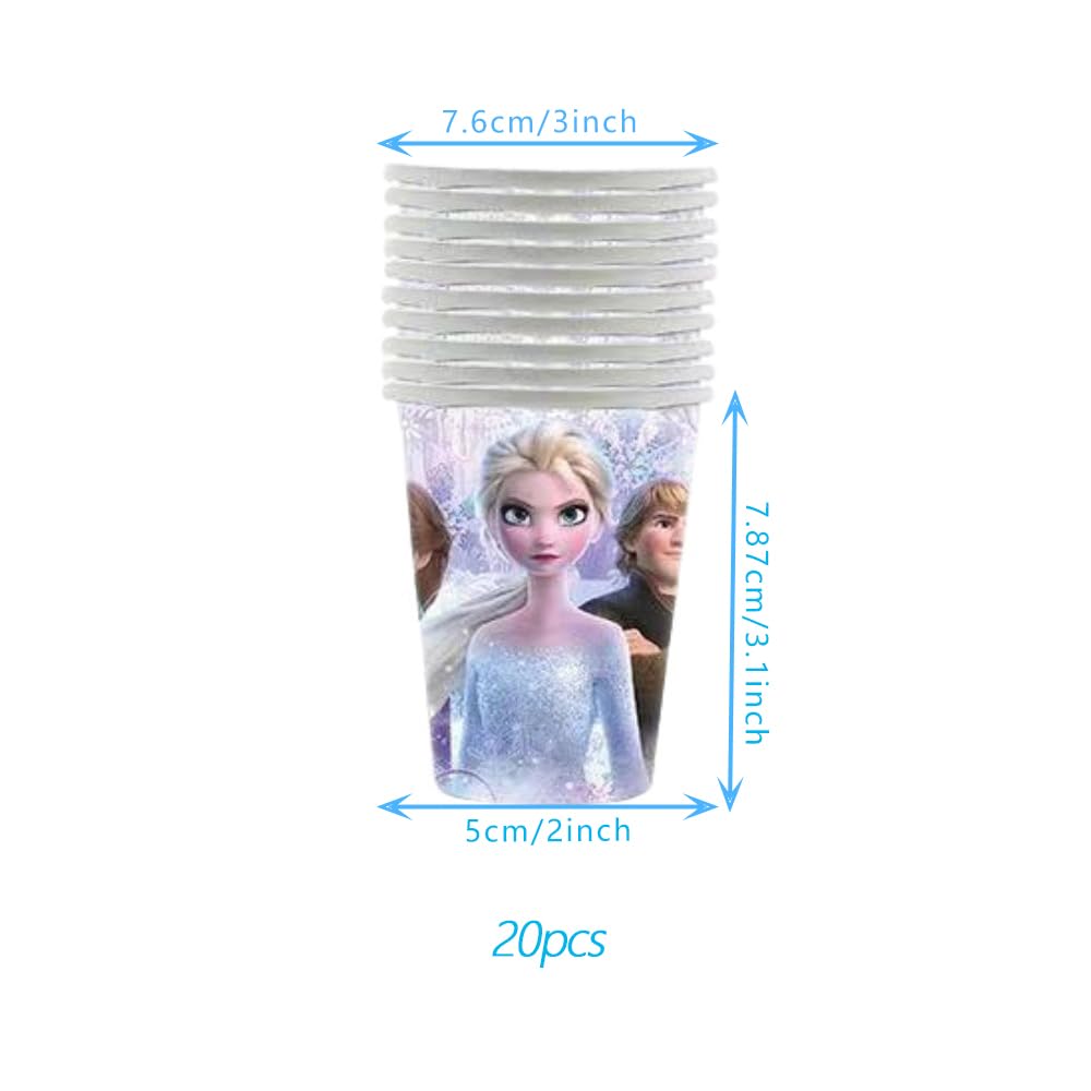 90 Psc Frozen Birthday Party Supplies Set, Pink Theme, with Banner, Plates, Cups, Utensils, Napkins, Tablecloth