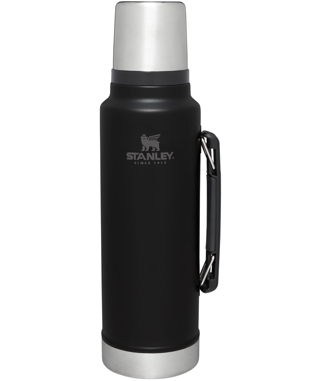 Stanley Classic Legendary Vacuum Bottle 1.5 qt Wide Mouth with Leakproof Cup Lid Keep Drinks Hot or Cold Packable for Travel Insulated Stainless Steel Thermal Bottle BPA-Free Black 2.0