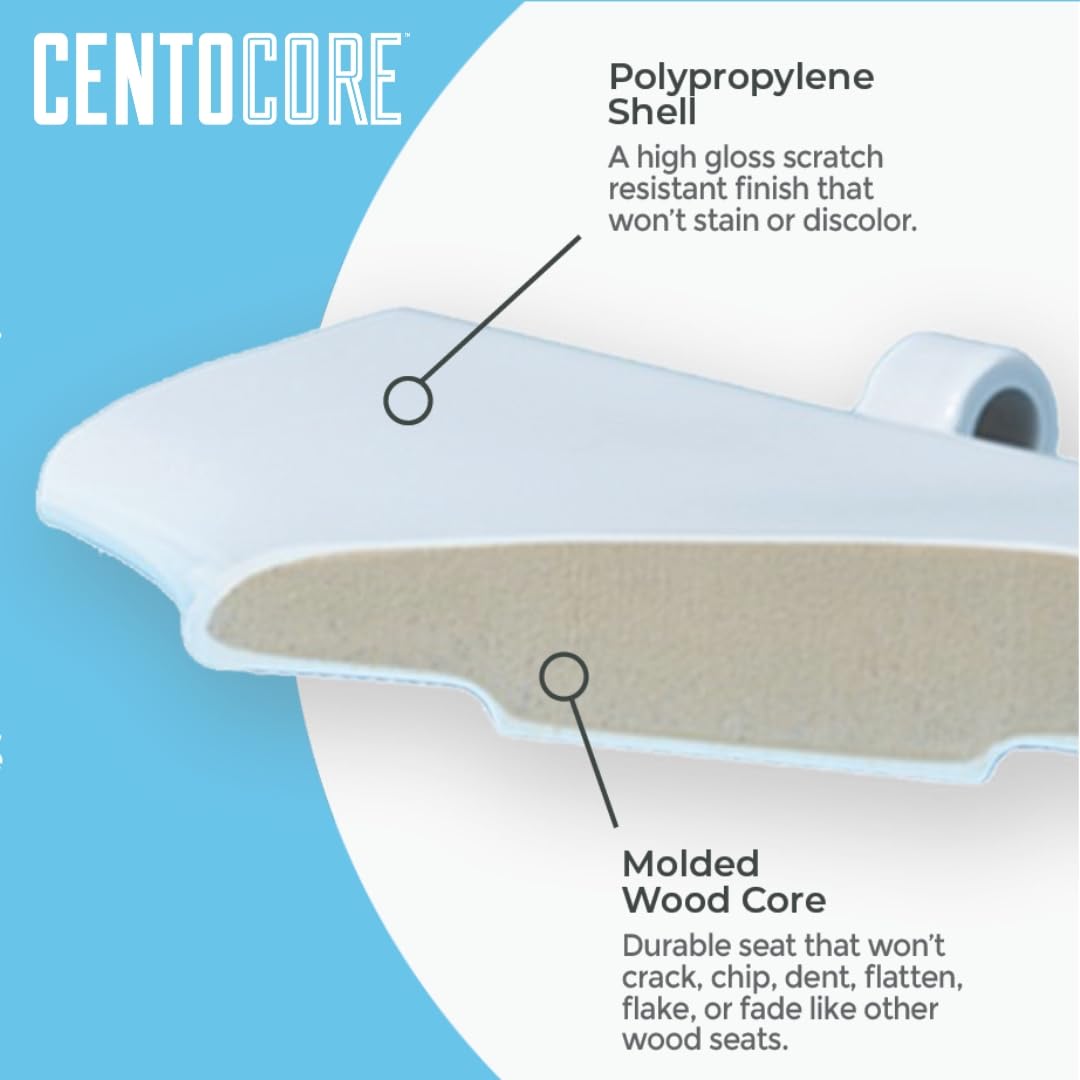 Centoco Heavy-Duty Elongated Toilet Seat, Wood Core with Scratch-Resistant Plastic Finish, Won't Crack or Fade, Residential, Made in the USA, DSAMAZ9-416, Biscuit
