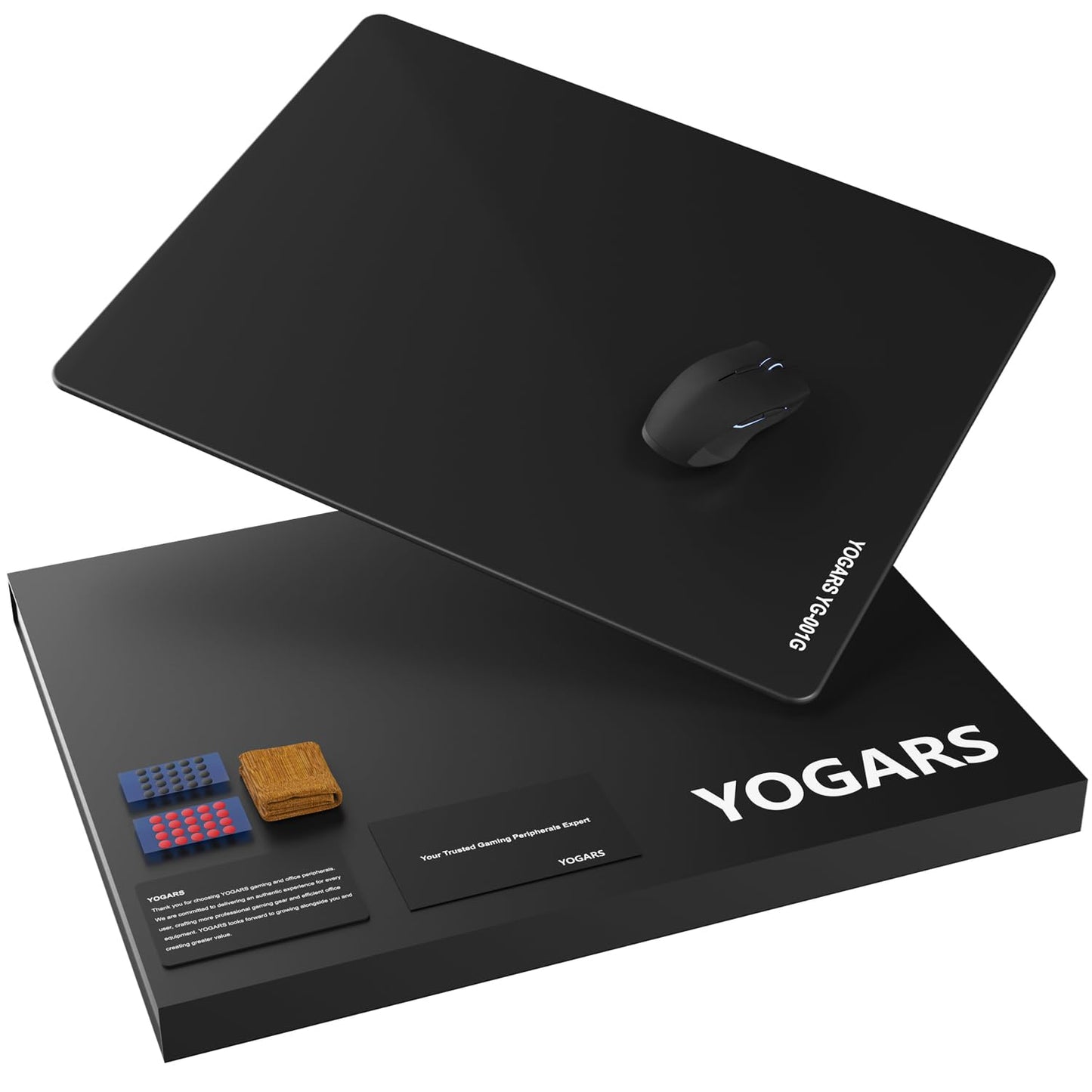 YOGARS Tempered Glass Gaming Mouse Pad, Ultra-Smooth Micro-Etched Surface Speed & Control, Large 19.7"x15.7" Anti-Slip Base, Easy Clean Scratch Resistant for Esports and Work (Black)