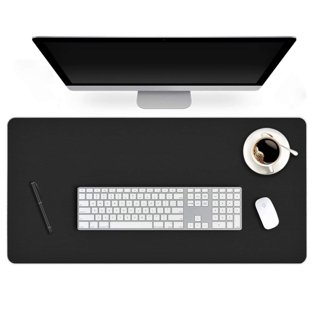 24 X 60 Inch XL Desk Mat Desktop Protector Non-Slip PU Leather Desk Pad Blotter Laptop Computer Gaming Keyboard Mouse Pad Writing Mat Desk Cover for Women Men Kids Girls Rctangular Waterproof Black