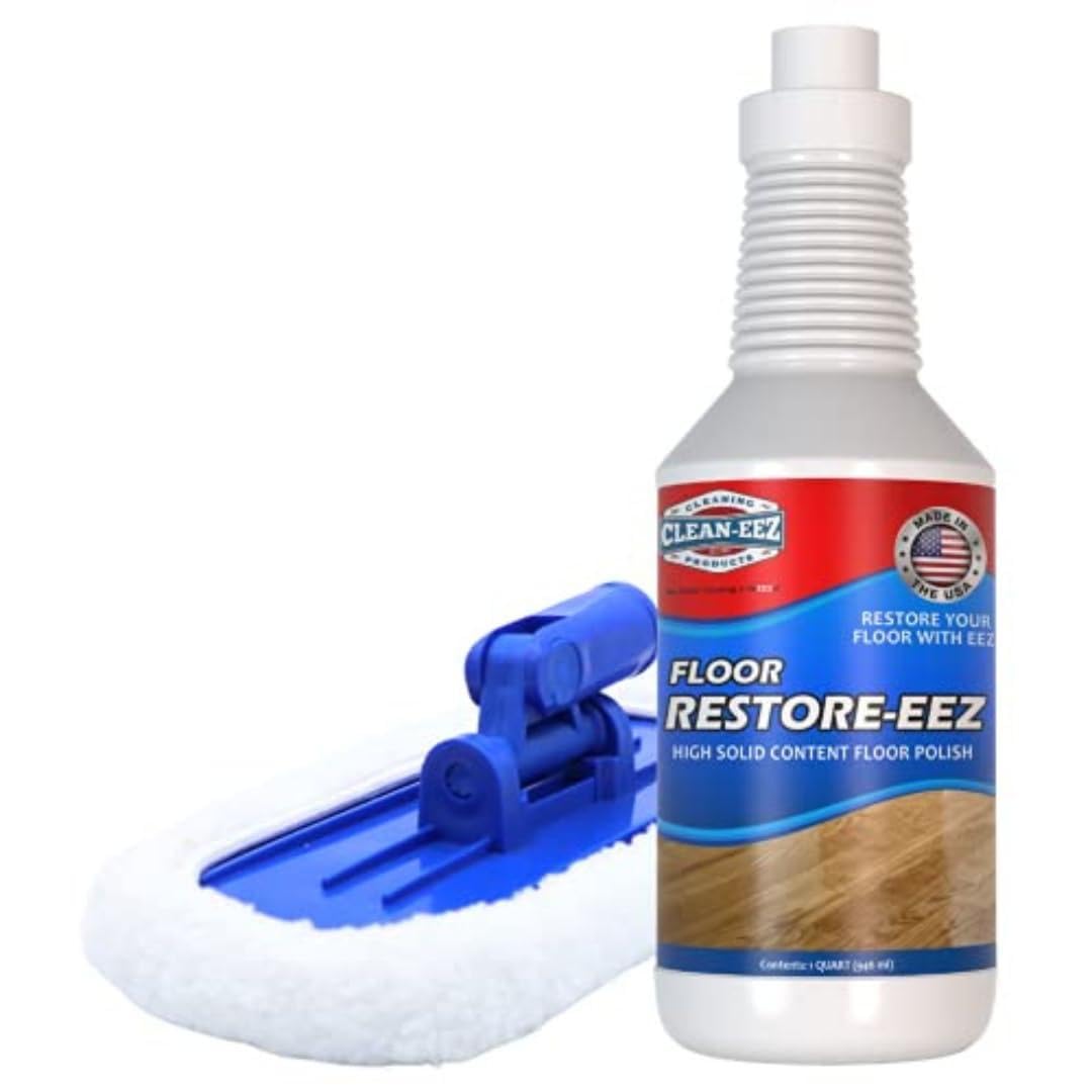 Clean-eez Ultimate Floor Restorer & Polish - Revitalize, Protect, Shine Wood, Laminate, Vinyl, Bamboo, Slate, Terracotta & More (1 Bottle W/Microfiber)