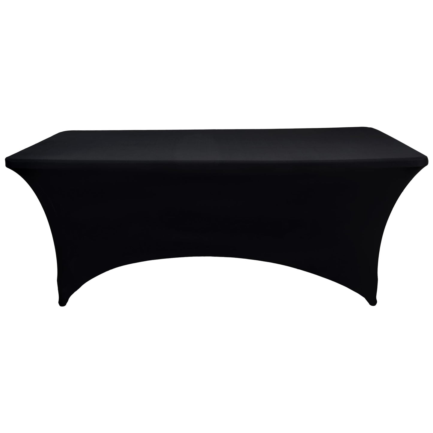 ZarzaaSik 6-Pack 6ft Black Spandex Table Covers for Rectangle Standard Folding Tables - Wrinkle Resistant Stretch Tablecloths - Ultimate Fitted Table Protector for Parties, Trade Shows, Wedding