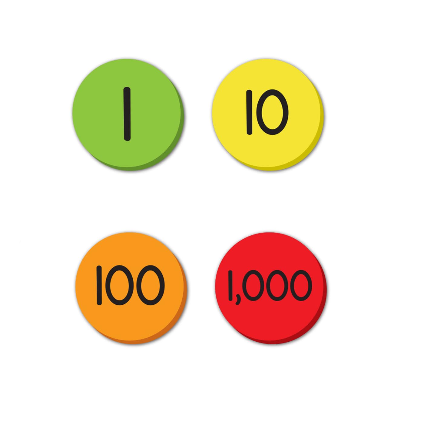 EAI Education Jumbo Magnetic QuietShape® Foam Place Value Disks - Ones to Thousands: Set of 80