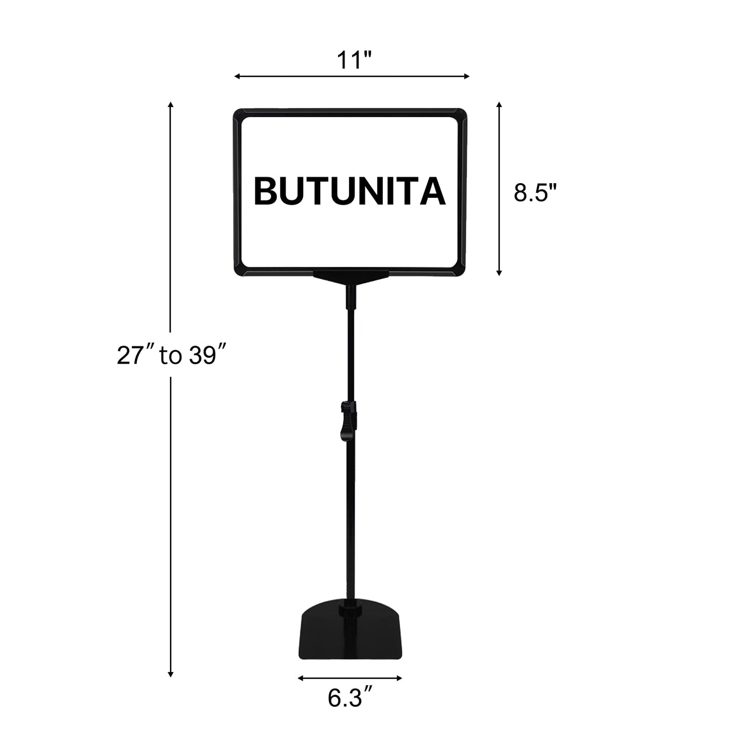 BUTUNITA Sign Holder Stand 8.5x11 Inch for Floor Table, Adjustable Tabletop Sign Holder Floor Poster Stand, Vertical & Horizontal View (Black,4Pcs)