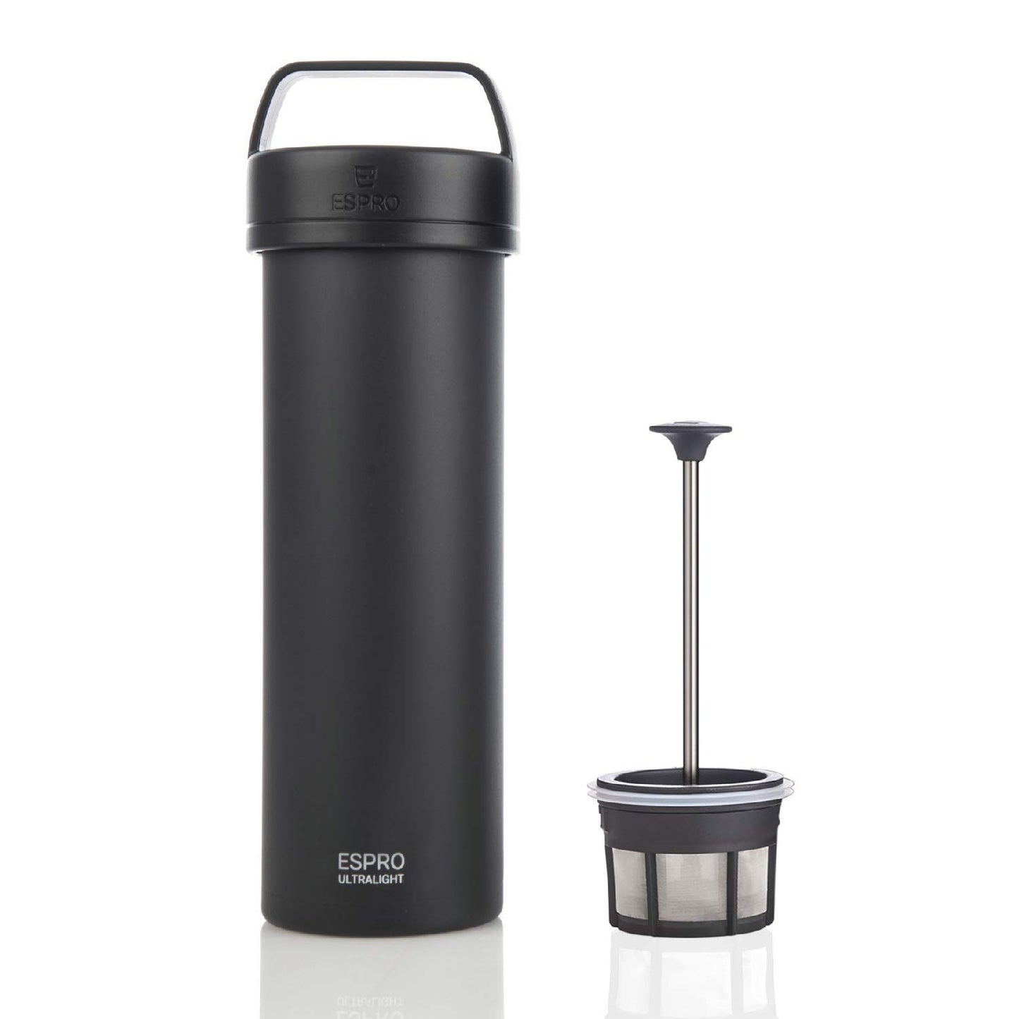 ESPRO Go P0 Ultralight French Press Coffee Maker for Travel, Vacuum Insulated Stainless Steel, 16 Ounces, Matte Meteorite Black