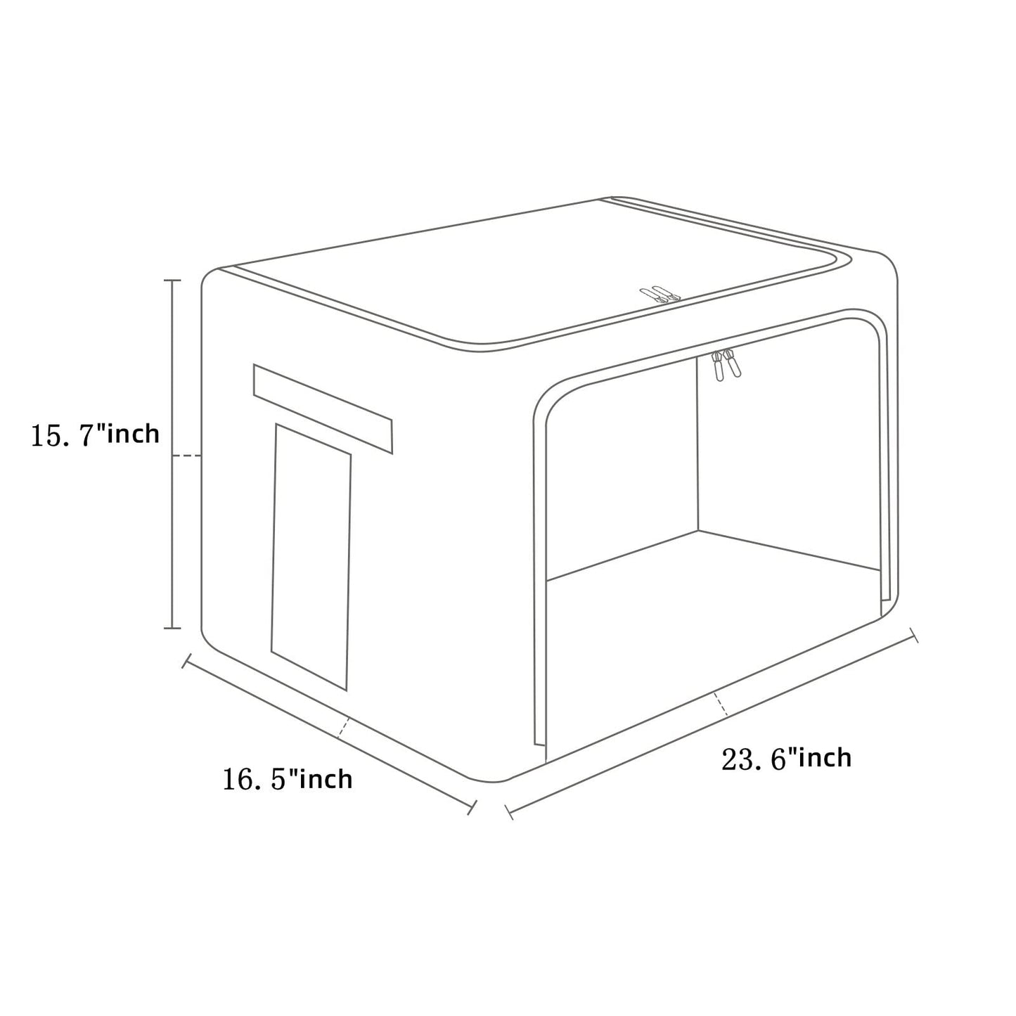 FHSQX Extra Large Clothes Storage Bins Foldable Metal Frame Storage Box Stackable Linen Fabric Box Organizer Set with Carrying Handles and Clear Window (Beige, 23.6x 16.5x 15.7 Inch)
