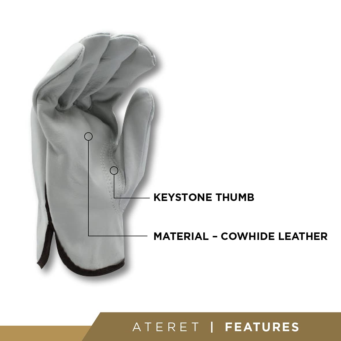 ATERET 12 Pairs Large Heavy Duty Durable Cowhide Leather Work Gloves I Driver Gloves for Truck Driving, Warehouse, Gardening, Farming