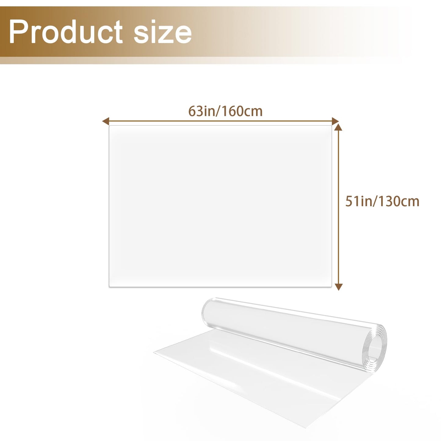 4 x 5 ft Clear Area Rug, 51" x 63" Plastic Office Floor Mat, 60 mil Thick Vinyl Plastic Carpet for Hardwood Floors, Transparent Runner for Dinning Room, Living Room, Entryway Kitchen Hallway
