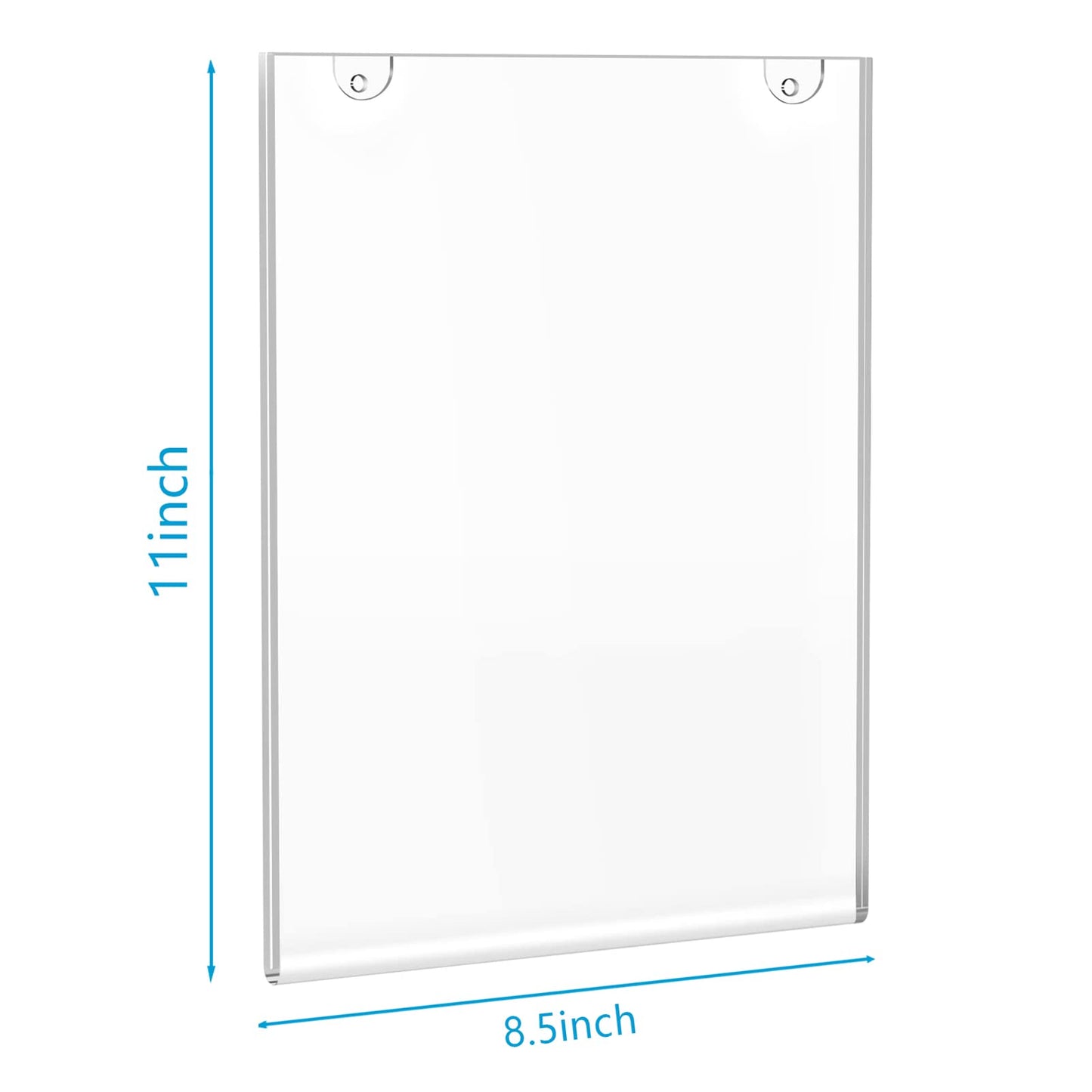 PecMuikee Acrylic Sign Holder 8.5x11 Vertical, Wall Mount Acrylic Sign Holder and Plastic Paper Display Ad Frame bonus with 3M Tape and Mounting Screws for Restaurants, Office, Market, Library, Store, 12 Pcs