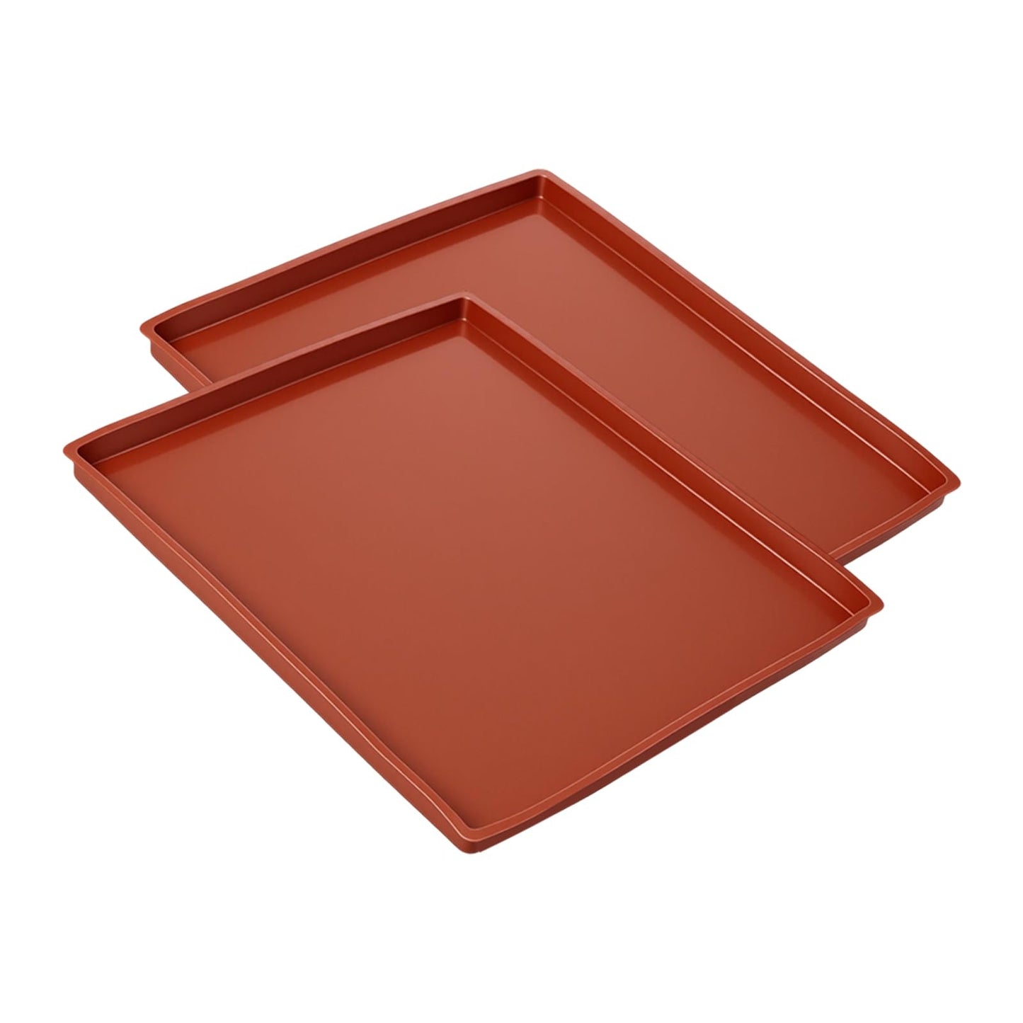 TAICHEUT 10 PCS Silicone Dehydrator Trays, 12 x 10 Inches Dehydrator Fruit Roll Sheets with Edge, Non-Stick Silicone Tray Liner for Fruit, Jerky, Meat and Yogurt, Brown