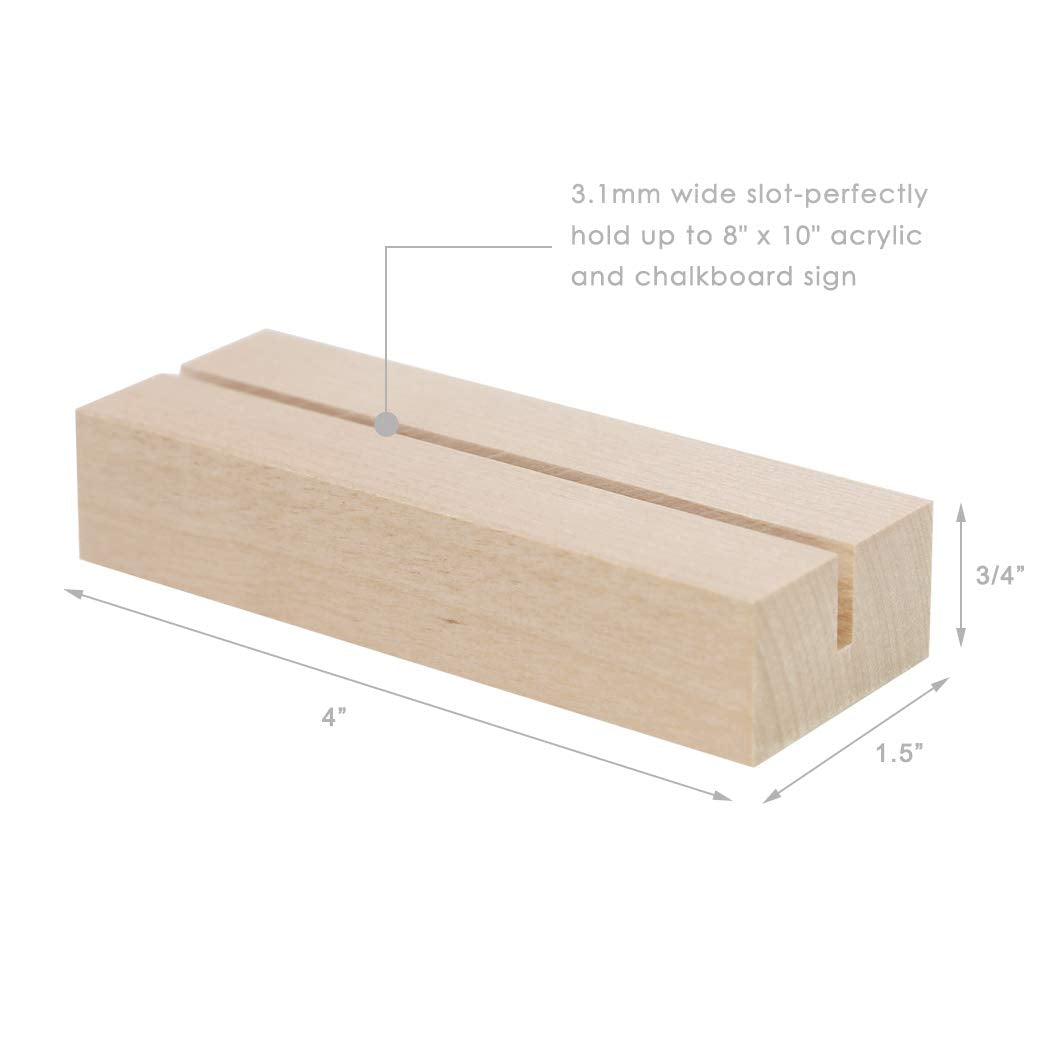 UNIQOOO 20 Pack 4" Birch Wood Stands for Wedding Acrylic Sign, Wood Table Number Holders for 1/8 Thick Acrylic Sheets | Wedding Display Stand, Card Holder, Great for Bar Menu, Retail Sign, Party and Events