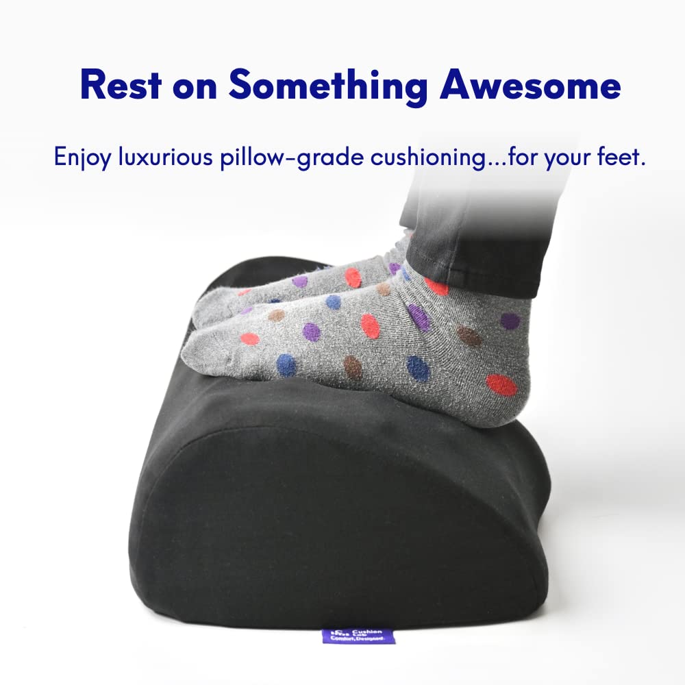 C CUSHION LAB Ergonomic Foot Rest for Under Desk - Patented Massage Ridge Design Memory Foam Foot Stool Pillow for Work, Home, Gaming, Computer, Office Chair - Footrest for Back and Hip Pain Relief