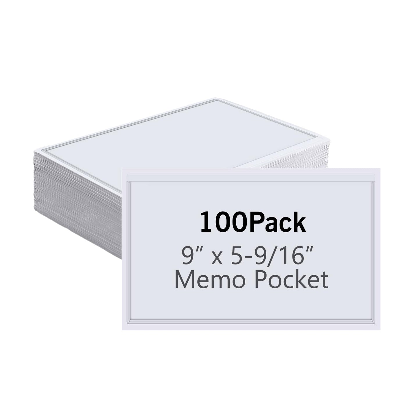 Epakh 100 Pcs Self Adhesive Pockets - Bin Labels for Storage Bins Adhesive Sticky Pockets Plastic Label Sleeves Work Job Ticket Order Holders with Top Open for Home Posting Signs Office (9 x 5.6 Inch)