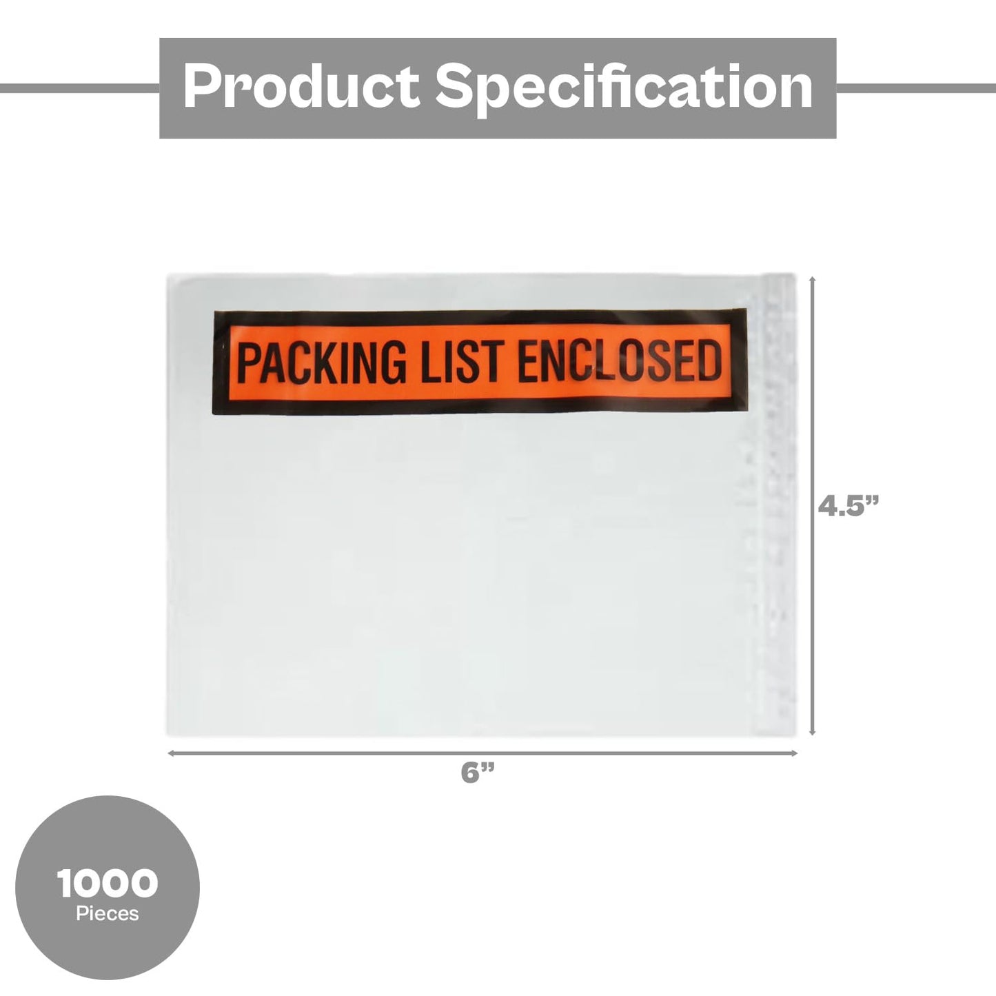 PSBM 1000 PCS, 4.5 x 6 Inch, Panel Face Back Side Load Packing List Envelopes, Orange/Black Printed for Invoices & Slips