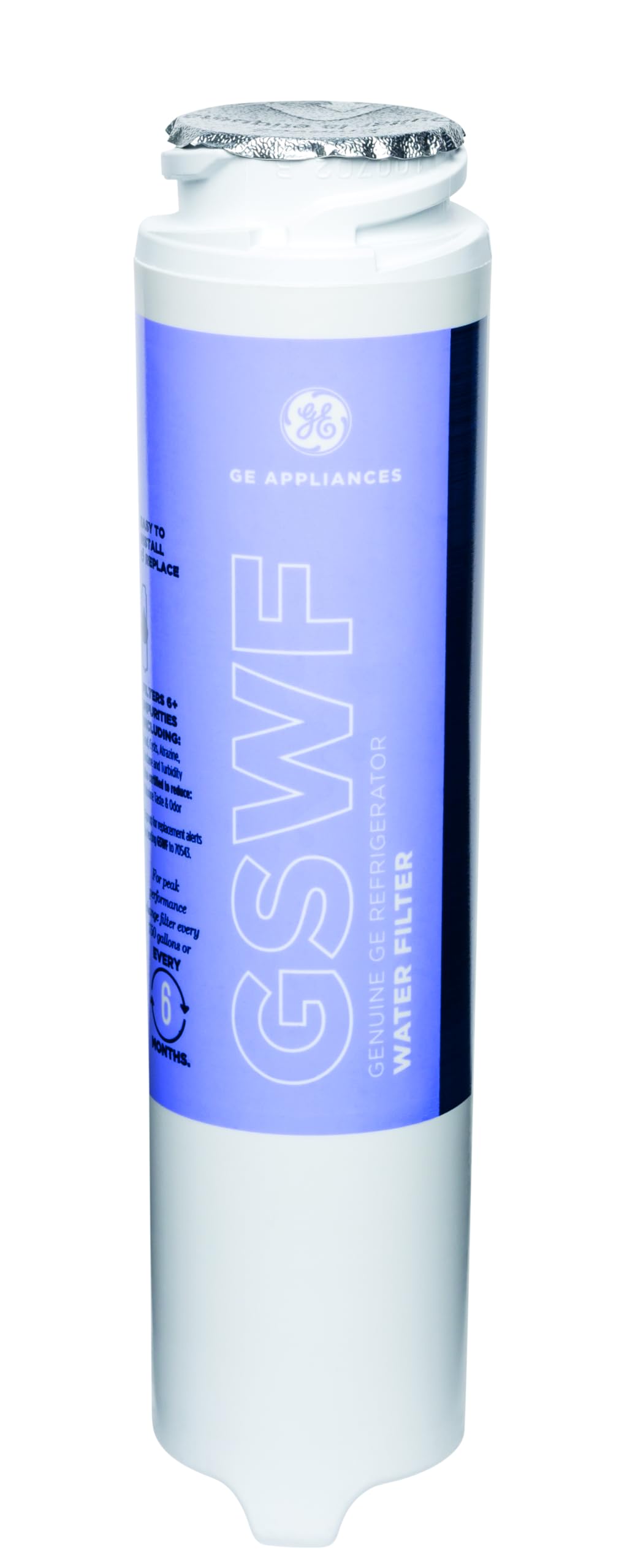 General Electric GE GSWF Refrigerator Water Filter | Certified to Reduce Lead, Sulfur, and 50+ Other Impurities | Replace Every 6 Months for Best Results | Pack of 1