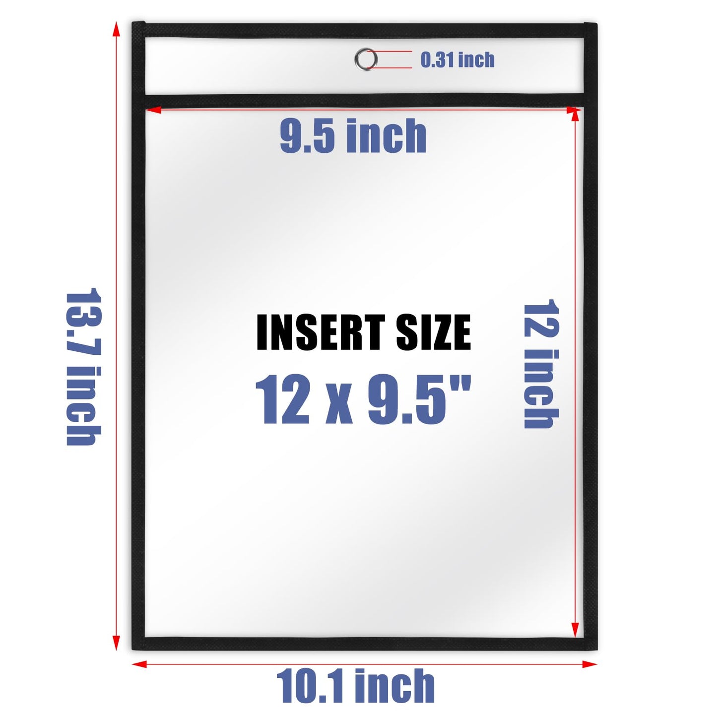 Job Ticket Holders 9x12, 30 Pack Heavy Duty Sheet Protectors Plastic Paper Sleeves 8.5 x 11 Clear Document Protectors Dry Erase Pocket Sleeves Document Holder for Shop Office Classroom Home, Black