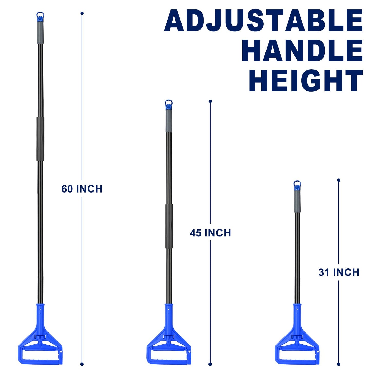 KeFanta 60 Inch Mop Handle Commercial Heavy Duty,Industrial Metal Mop Stick Replacement Quick Change,Wet Mops Head Replacement Holder for Floor Cleaning,3 Pack