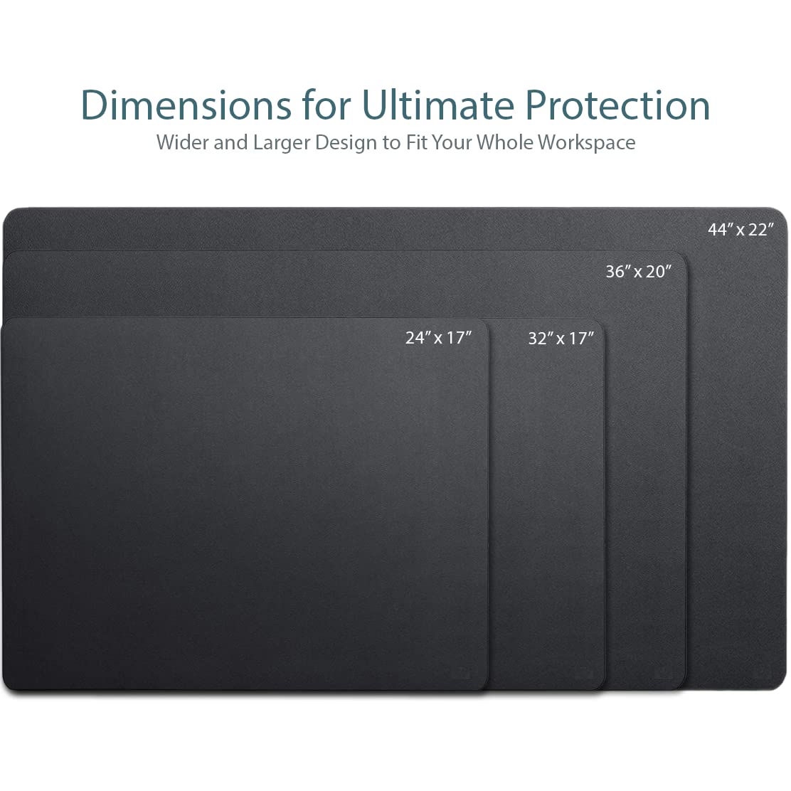 Vine Creations Leather Desk Mat Large 44" x 22", Desk Protector Mat, PU Leather Desk Pad, Large Mouse Pad, Desk Blotter, Desk Pads on Top of Desks, Desk Matt for Desktop, Office Desk Mat (Black)