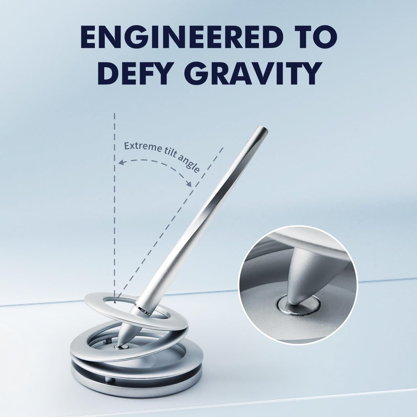 Magnetic Floating Pen with Spiral Stand, Silver, Levitating Display,Luxury Aluminum Alloy,Futuristic Design,Pen for Women &Men,Desk Decor,Gift for Boss,Boyfriend,Leader