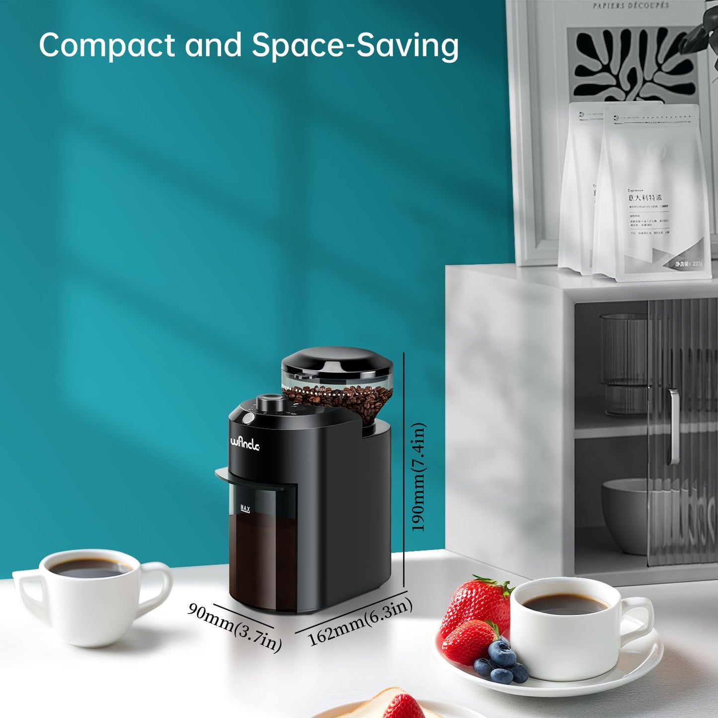 Wancle Electric Burr Coffee Grinder - Adjustable with 28 Precise Grind Settings for 12 Cups - Professional Coffee Bean Grinder (Plastic, Black)