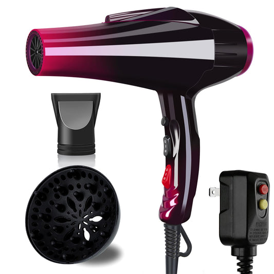 Mannice Hair Dryer, 3500 Watt Professional Salon Ionic Blow Dryer with AC Motor, 3 Heat Settings, 2 Speeds, Cool Shot Button, Tourmaline Ceramic, Concentrator & Diffuser Attachments, Purple, 110V