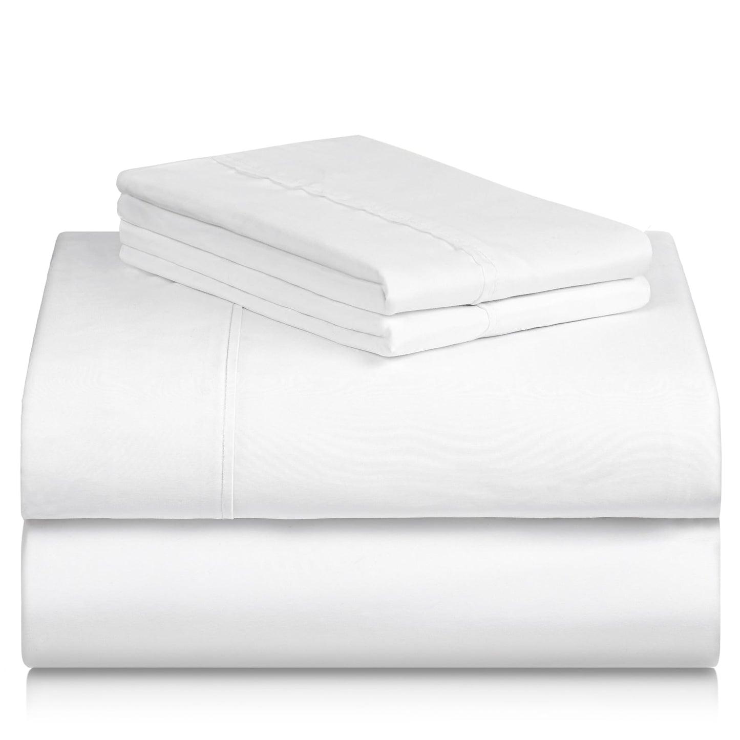LuxClub 4 PC King Size Sheet Set Bed Sheets Deep Pockets 18" Wrinkle Free Cooling Bed Sheets Machine Washable Hotel Bedding Silky Soft - White King