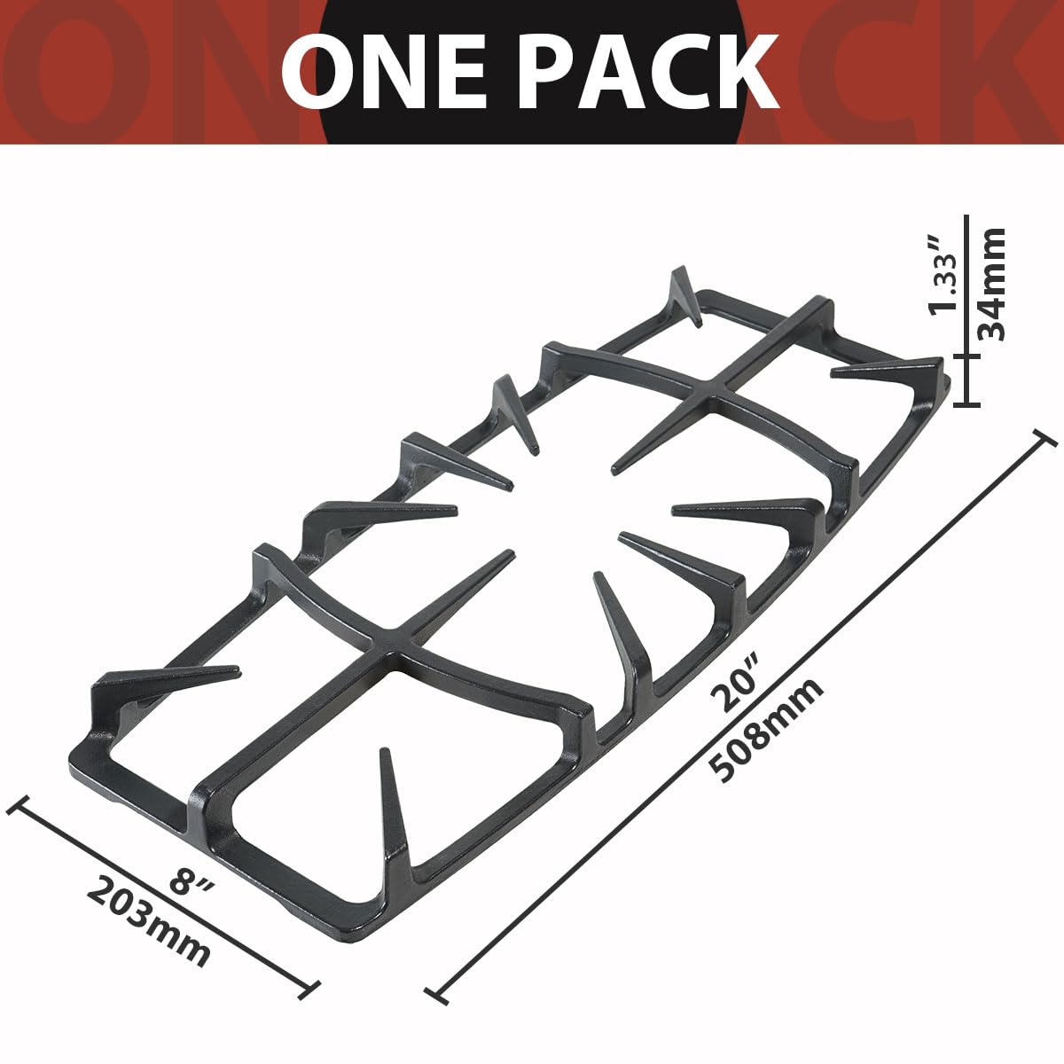 Premium A00263801 Gas Stove Burner Grate Replacement Parts for Kenmore Stove Parts for Frigidaire Range Surface burner grate, AP6036421 Cooktop replacement Center Cast Iron Stove top Rack 1 Pack