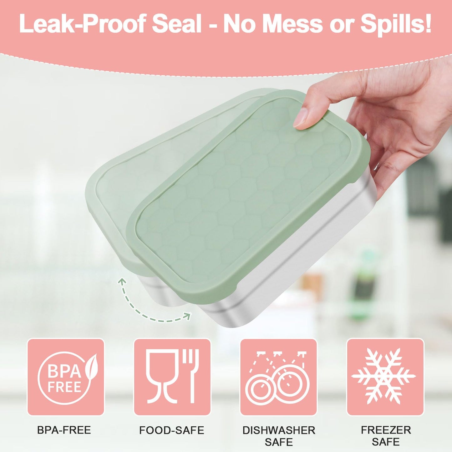 Caperci 25oz Stainless Steel Food Containers, 3-Pack Bento Lunch Box with Silicone Lids, Leak-Proof Reusable Meal Prep Container for Sandwiches & Snacks, BPA-Free (720ML)