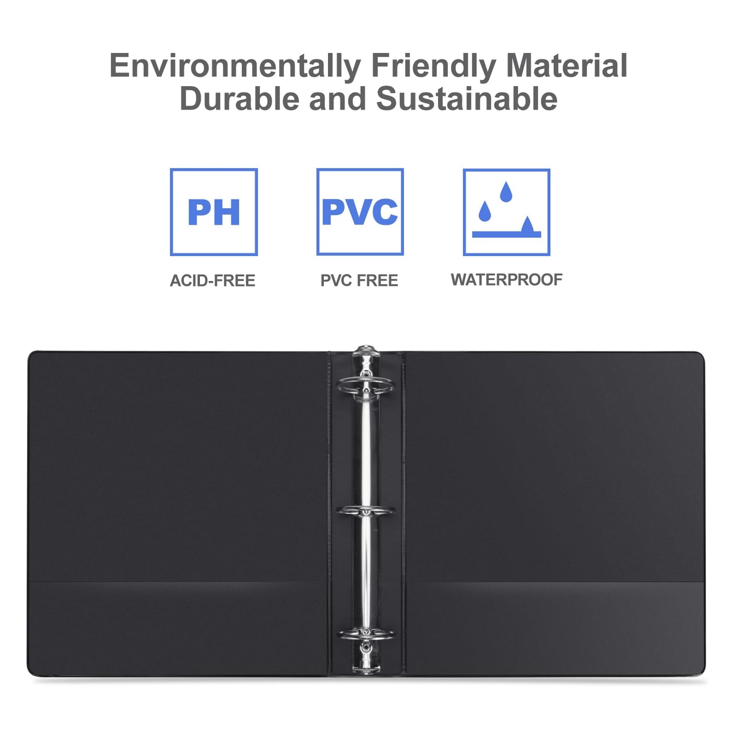 3 Ring Binder 2 Inch, ViVin Sturdy 2"-Round Ring Binder with 2 Interior Pockets, Clear View Cover, PVC-Free, Fits 400 Sheets of 8.5'' x 11'' Paper, Office Home School (6 Pack, Black)