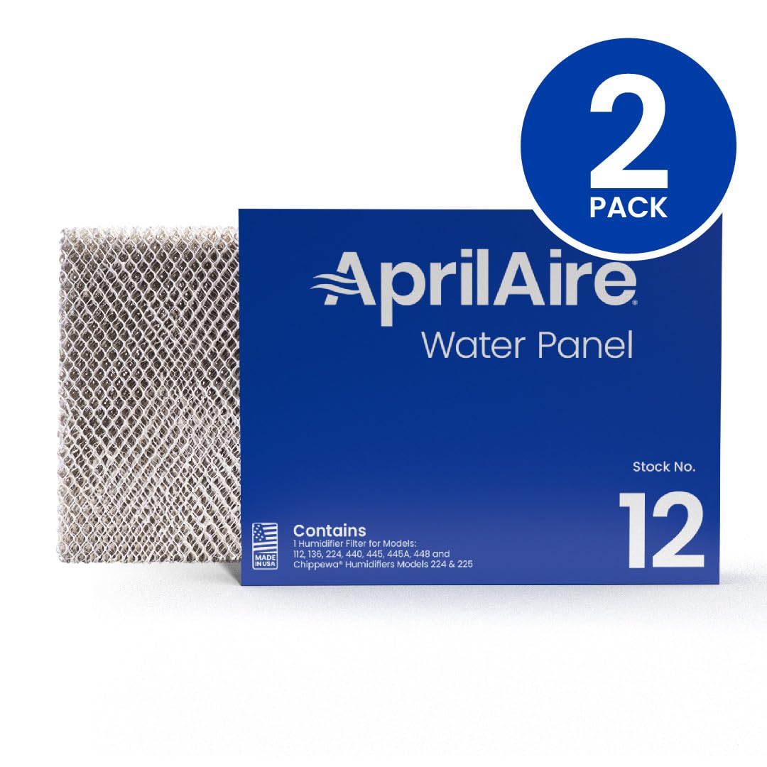 AprilAire 12 Water Panel Humidifier Filter Replacement for AprilAire Whole-House Humidifier Models 112, 224, 225, 440, 445, 445A, 448 (Pack of 2)