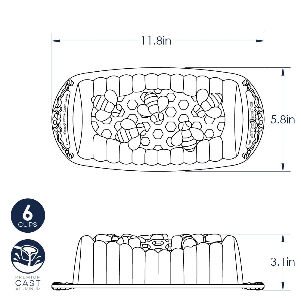 Nordic Ware Honey Hive Loaf, 6 Cup, Toffee