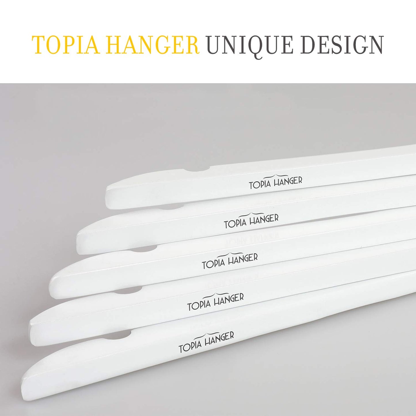 TOPIA HANGER Bride Hanger for Wedding Dress, Premium White Wooden Hangers, 360° Swivel White Hook, Smooth Finish, Extra Smoothly Cut Notches, 10 Pack-CT06W