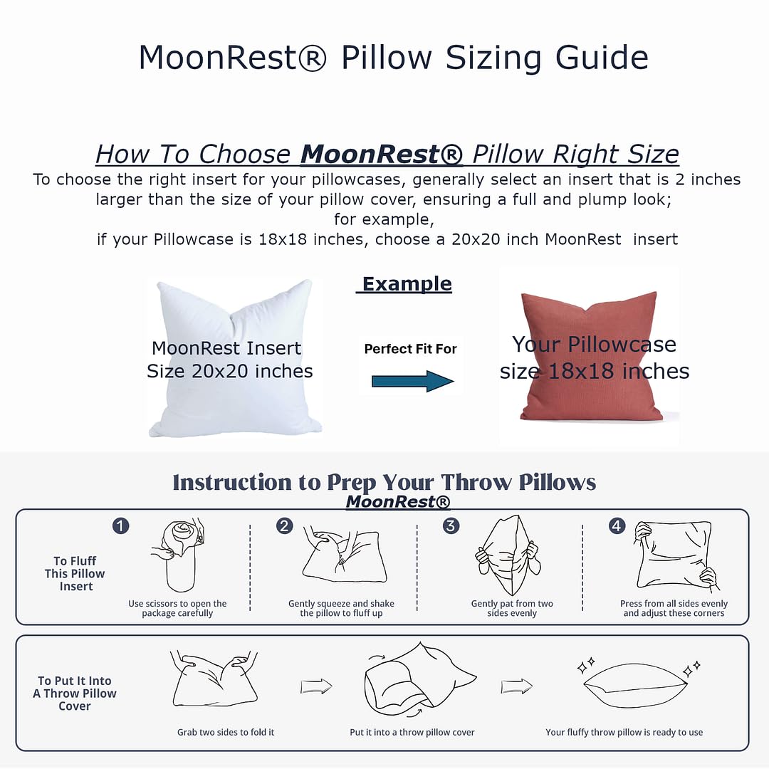 MoonRest® 16x38 Inch Synthetic Down Alternative Rectangle Pillow Insert Form Stuffer for Sofa Shams, Decorative Throw Pillow, Cushion and Bed Pillow Stuffing - Hypoallergenic 16“X 38”