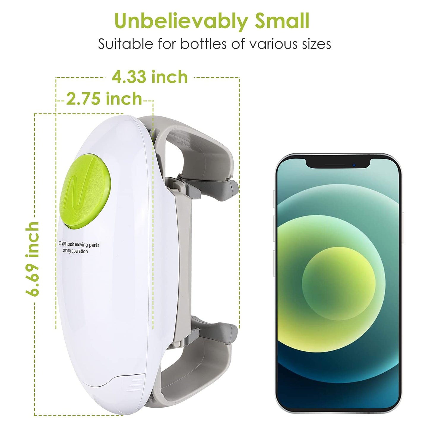 Electric Jar Opener, Kitchen Gadget Strong Tough Automatic Jar Opener For New Sealed Jars,The Hands Free Jar Opener with Less Effort to Open (White)