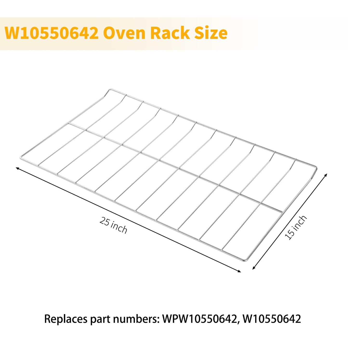 Allstare W10550642 Oven Rack Replacement Parts for Whirlpool Stove Oven Rack Amana Range Parts 304 Stainless Steel Oven Rack WPW10550642 WFG320M0BS3 WFG505M0BS3 25 x 15 Inches Oven Shelf Wire Rack
