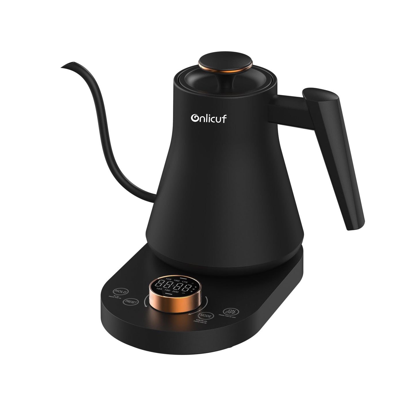 Onlicuf Electric Gooseneck Kettle with Temperature Control, 0.8L Pour Over Coffee, ±1°F Precision Heating, 7 Presets, Stainless Steel Inner, Electric Tea Kettle with 2H Keep Warm, Matte Black