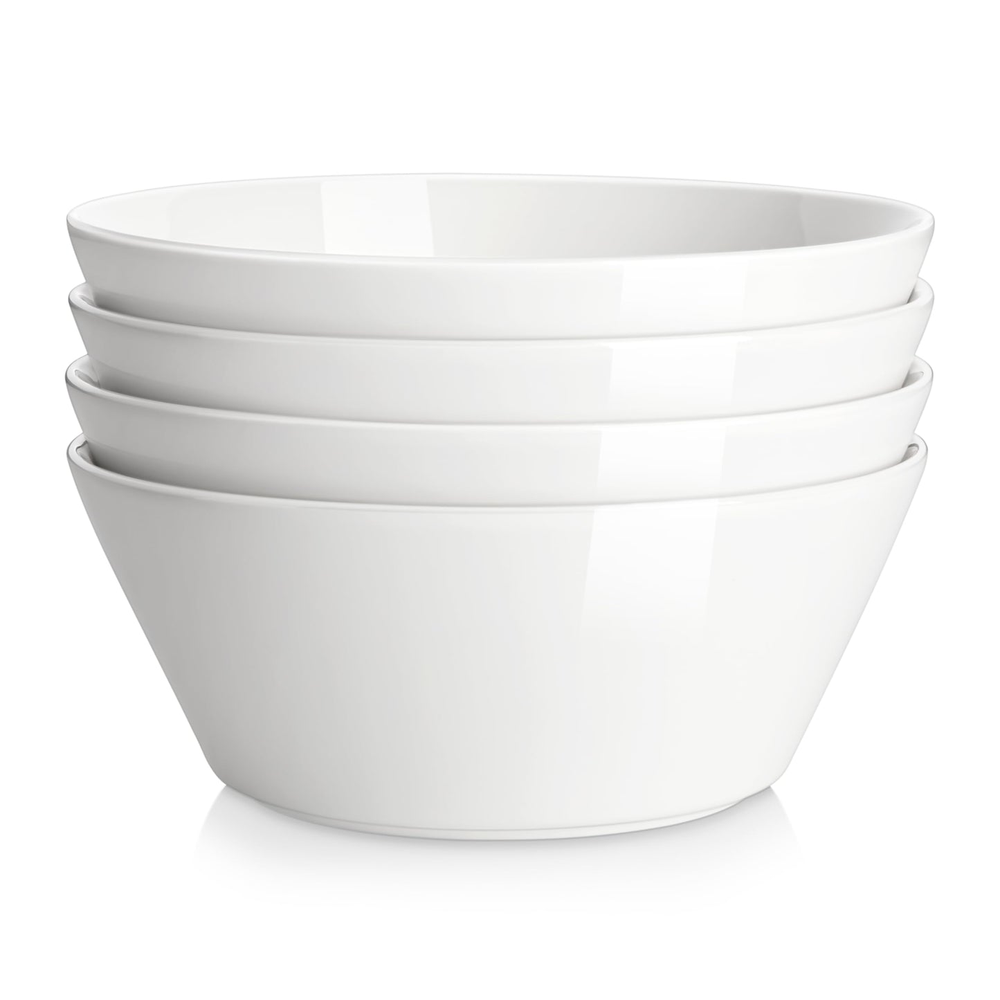 MALACASA Large Salad & Soup Bowls - Set of 4, 60 OZ Porcelain White Bowls for Ramen, Pasta, Pho - Microwave & Dishwasher Safe