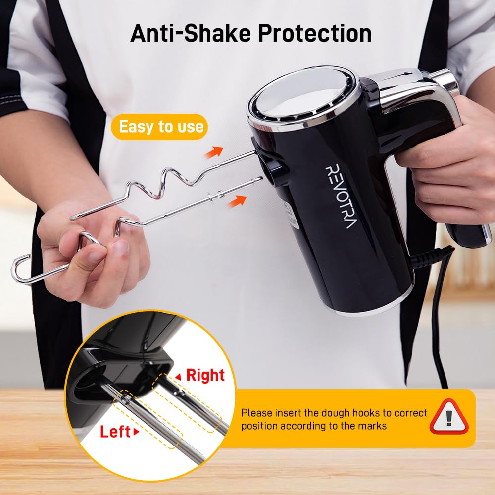 Hand Mixer Electric, Handheld Mixer with LCD Display and Storage Base, 5 Speeds & Turbo, Kitchen Mixer Electric Handheld for Eggs, Cream, Dough, Baking