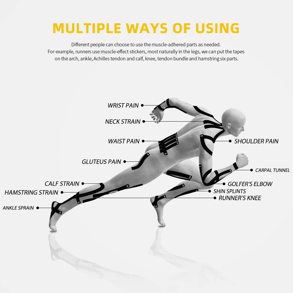 (2in X 103 Feet) OK TAPE PRO Bulk Kinesiology Tape, Original Elastic Latex Free Kinesiology Therapeutic Tape, Free Cut Printed, Black+White