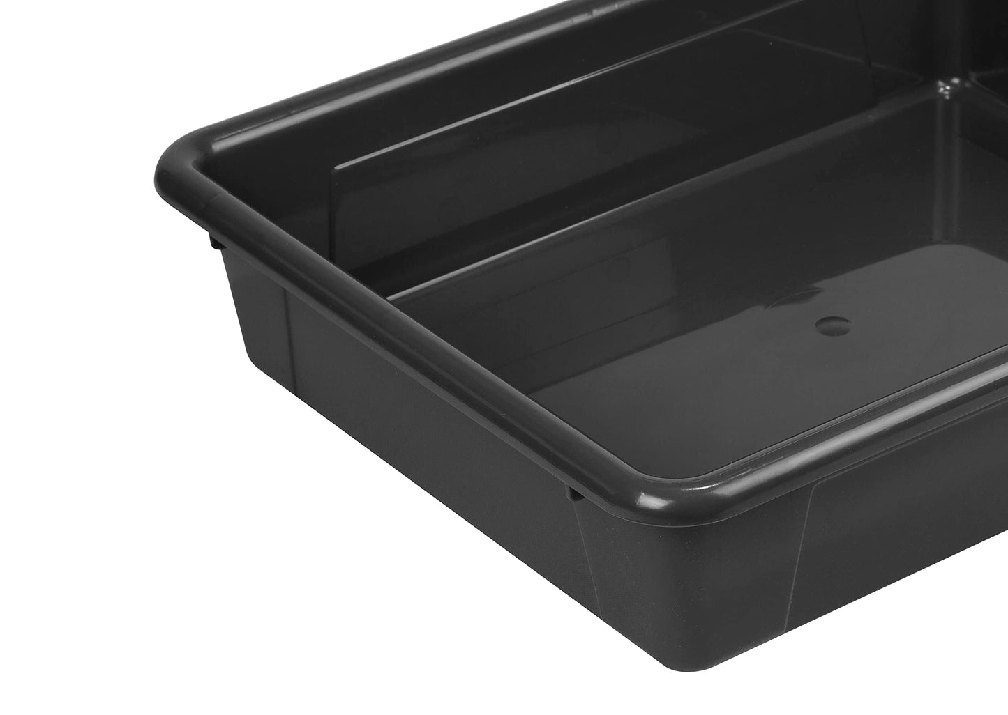 Storex Letter Size Flat Storage Tray – Organizer Bin with Non-Snap Lid for Classroom, Office and Home, Black, 5-Pack (62535U05C)