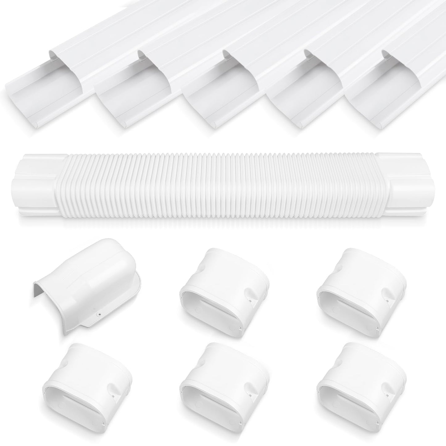 MOOITEK 4" 10Ft Mini Split PVC Line Set Cover Kit Decorative PVC Line Set Cover Kit for Central AC & Heat Pumps Systems Tubing Cover(10Ft,White)